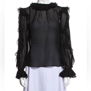 Zimmermann Black Sheer Ruffle Blouse